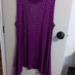 NWOT Womens Purple Sequin Sleeveless Top 1X Plus